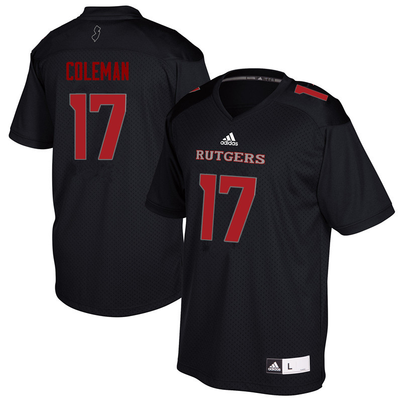 Men #17 Brandon Coleman Rutgers Scarlet Knights College Football Jerseys Sale-Black - Click Image to Close